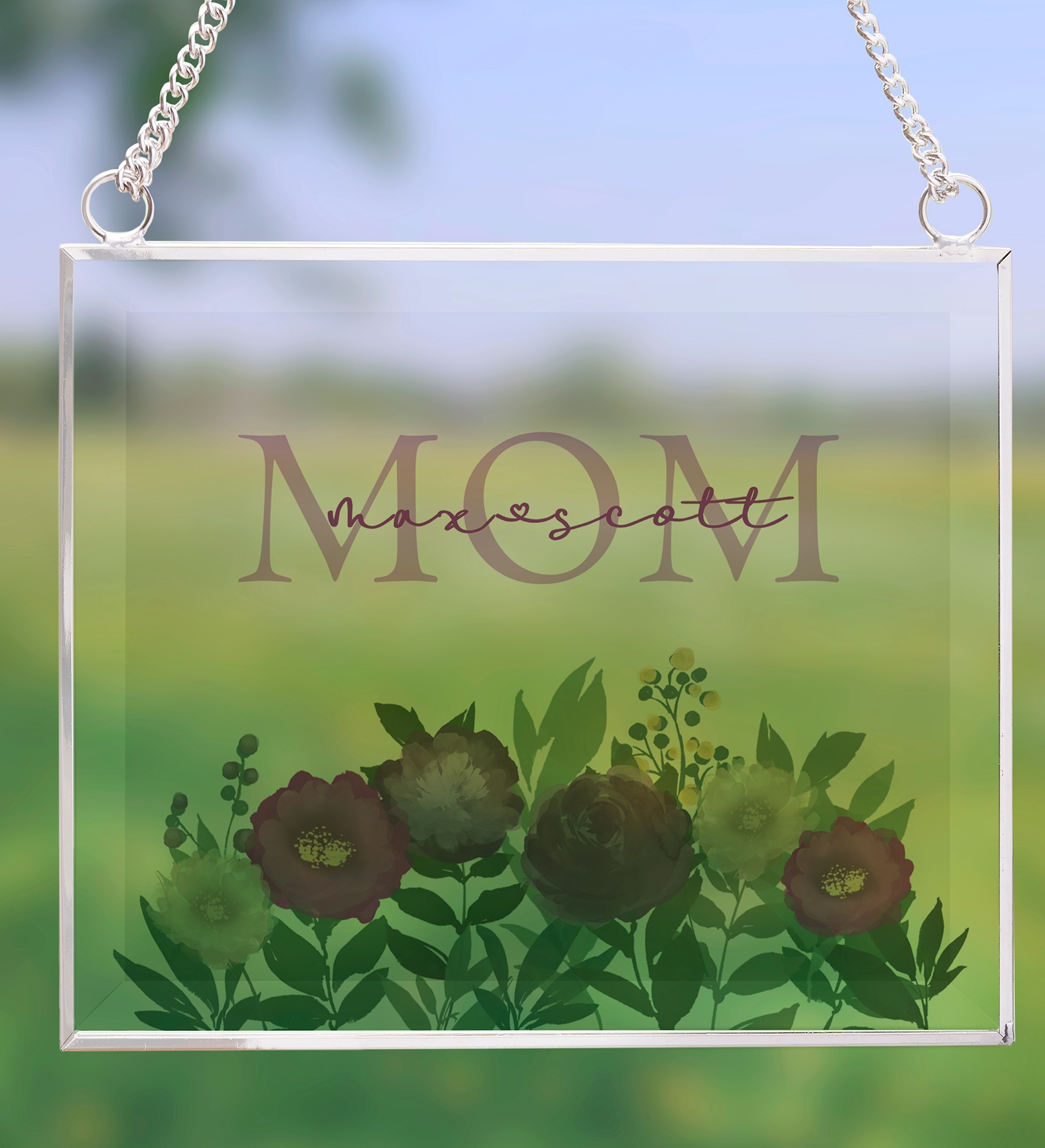 Floral Love For Mom Personalized Glass Suncatcher